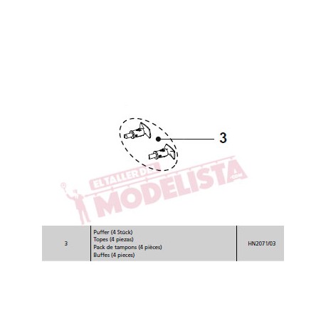 Set de topes (x4). RENFE 354.